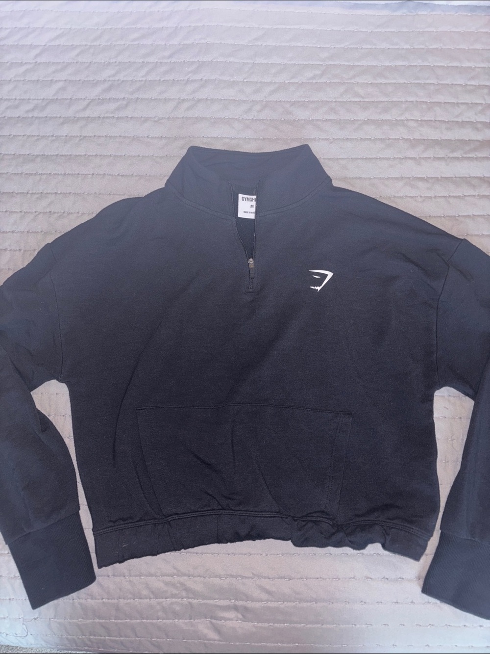 Gymshark Black Cropped Half-Zip Pullover